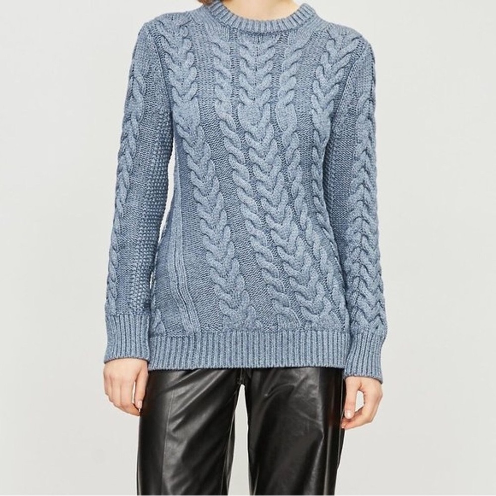 THEORY Twisting Cable Blue Wool-Blend Sweater